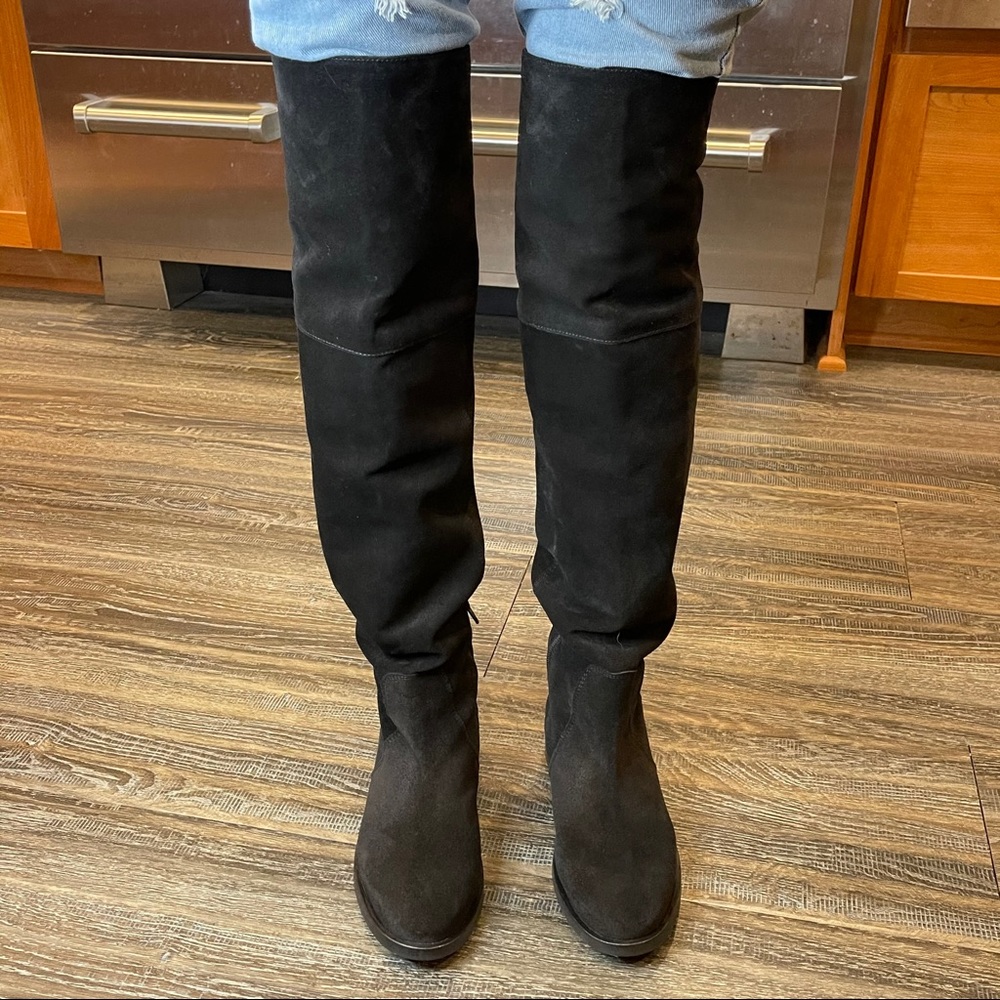 Maiden Lane Black Suede Knee High Boots Size 7-7.5